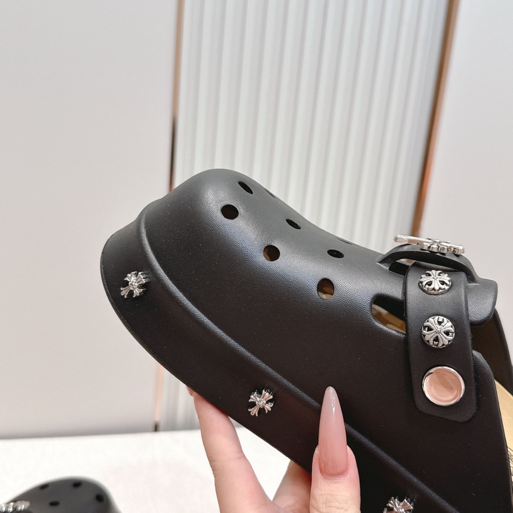 Chrome Hearts Black Embellished Platform Clog Slides - Picture 9 of 9
